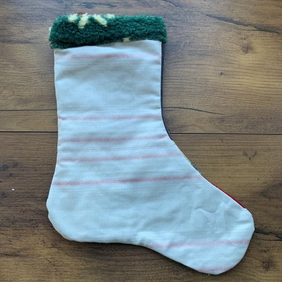 Christmas Stocking Quilted Patchwork Fabric Train Travel NEW 15” Handmade - Picture 4 of 5